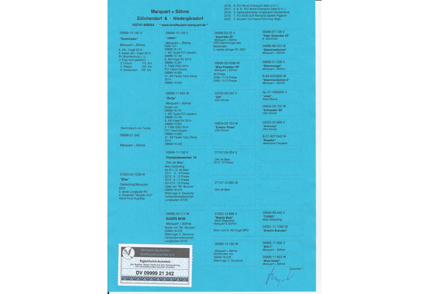77th place - DV-09999-21-242 - Marquart & Soehne FCI