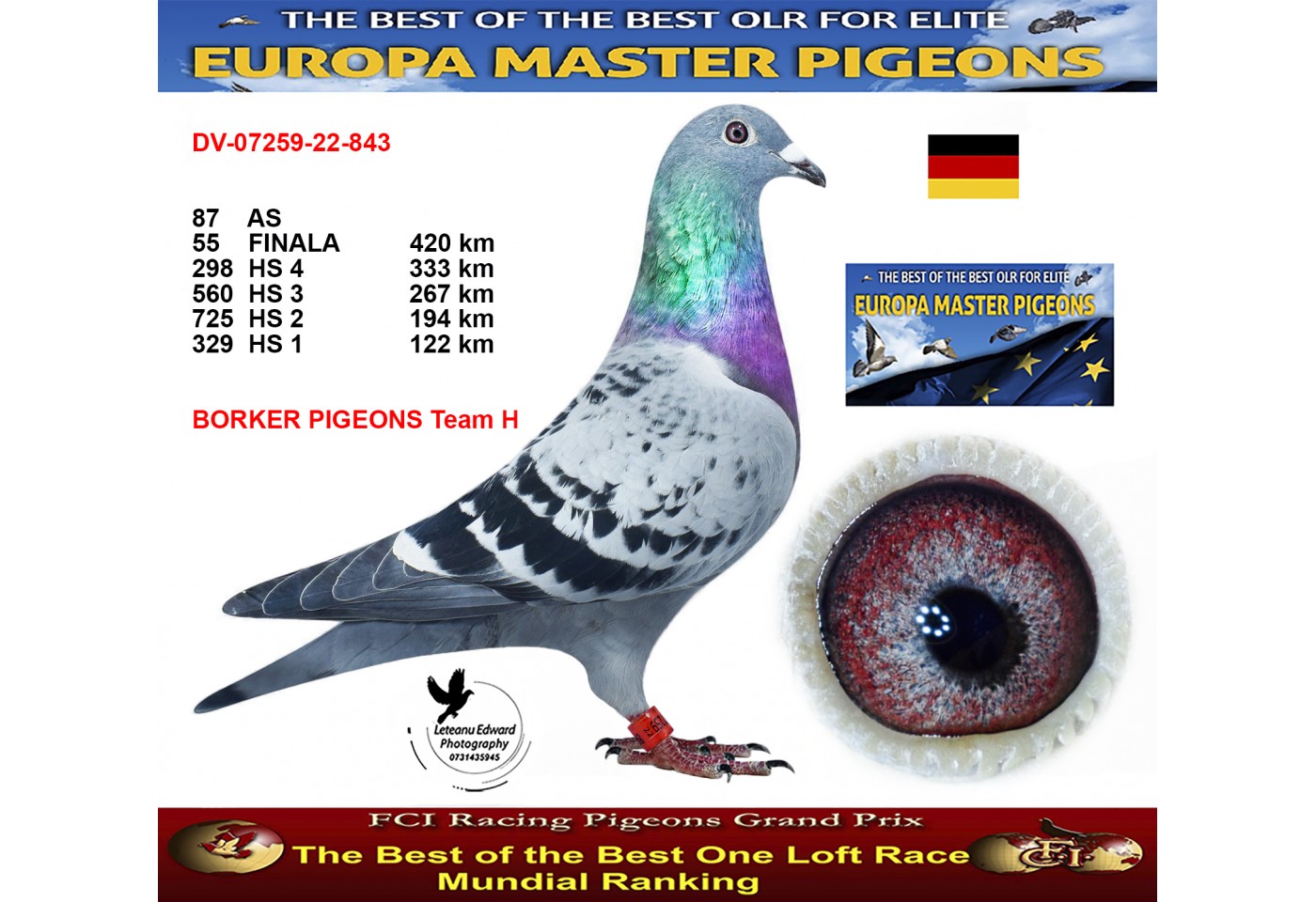 55th place - DV-07259-22-843 - BORKER PIGEONS Team H
